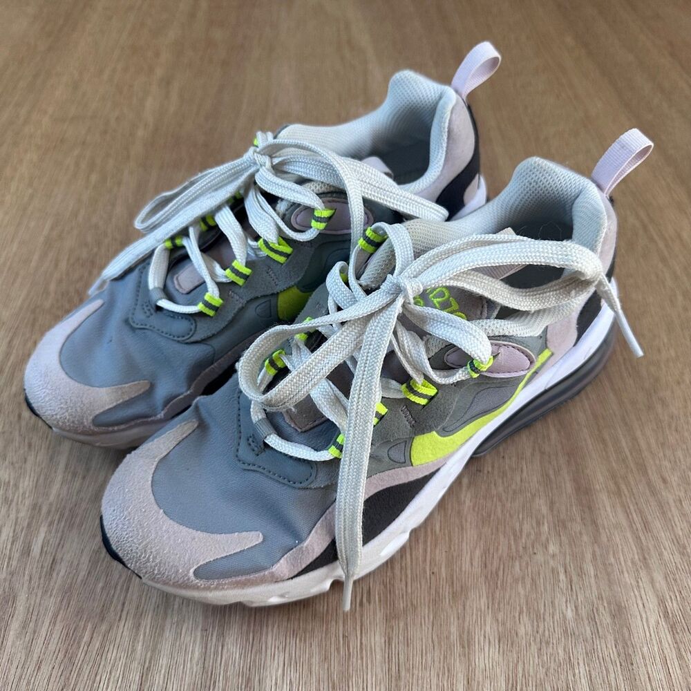 Nike Air Max 270 React Gray Volt Pink Women’s 7 / Youth 5.5Y BQ0103-010